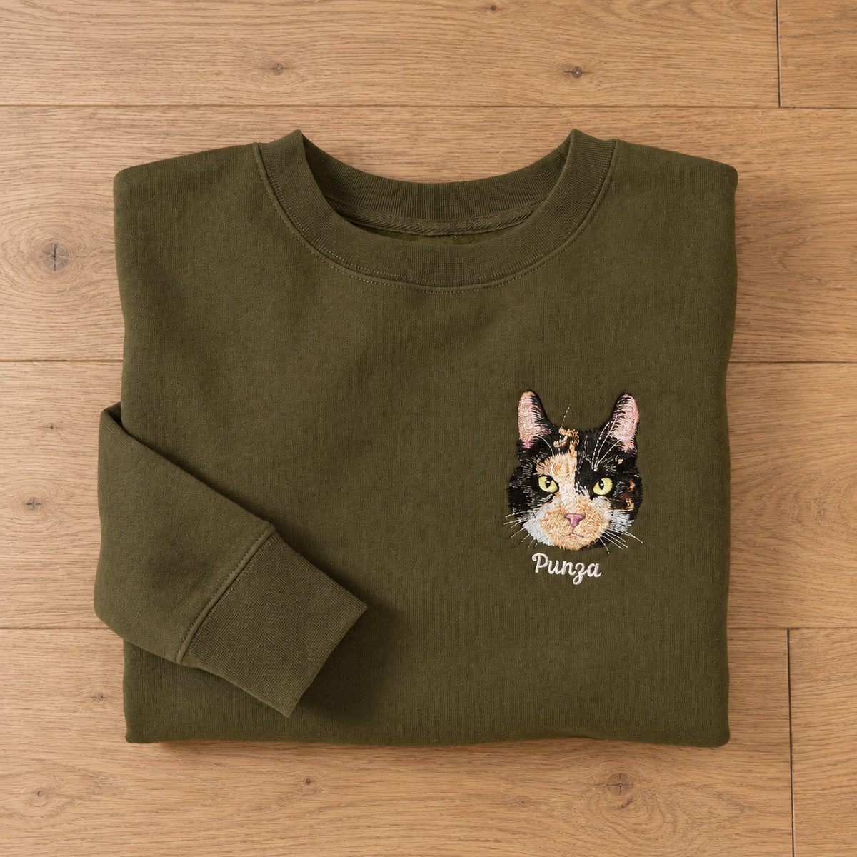 Forever By My Side – Custom Pet Portrait Embroidered Sweatshirt