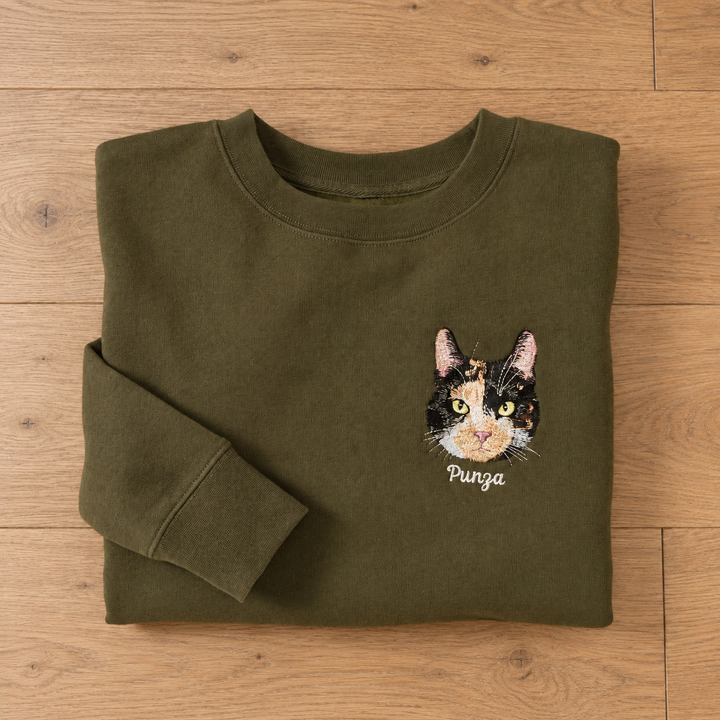 Forever By My Side – Custom Pet Portrait Embroidered Sweatshirt