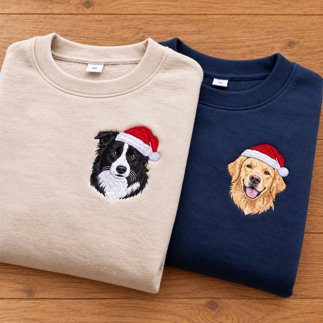 Christmas With You – Custom Santa Hat Pet Portrait & Name Embroidered Sweatshirt