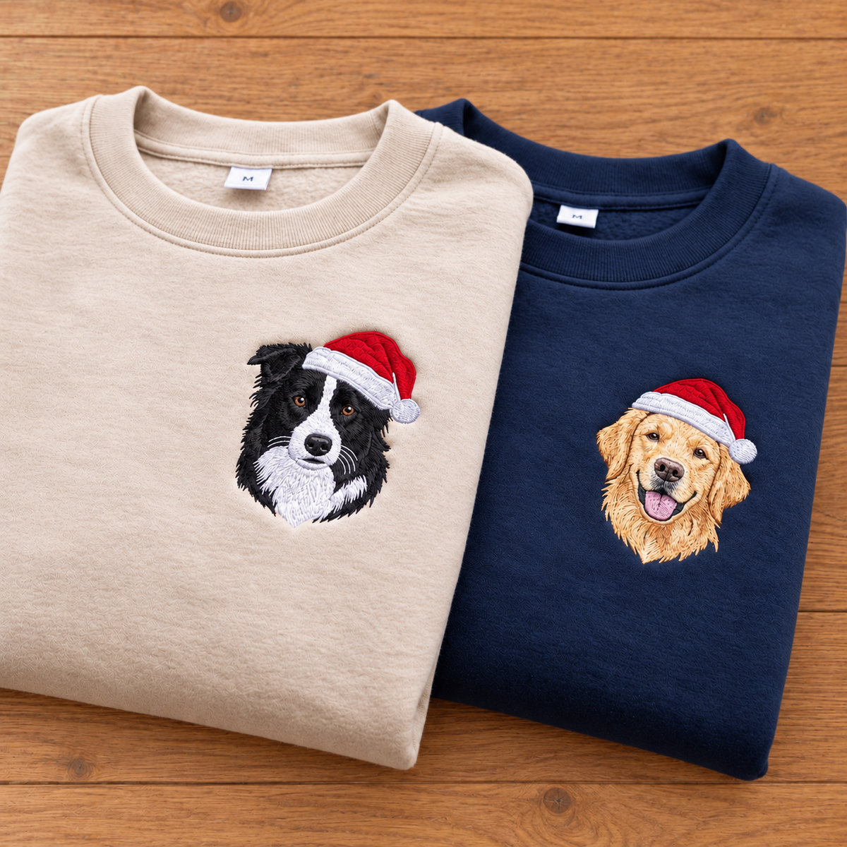 Christmas With You – Custom Santa Hat Pet Portrait & Name Embroidered Sweatshirt