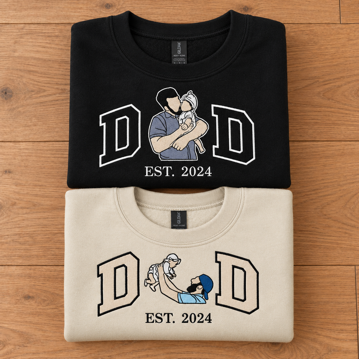 You Made Me Dad – Custom DAD Portrait & Year Embroidered Sweatshirt