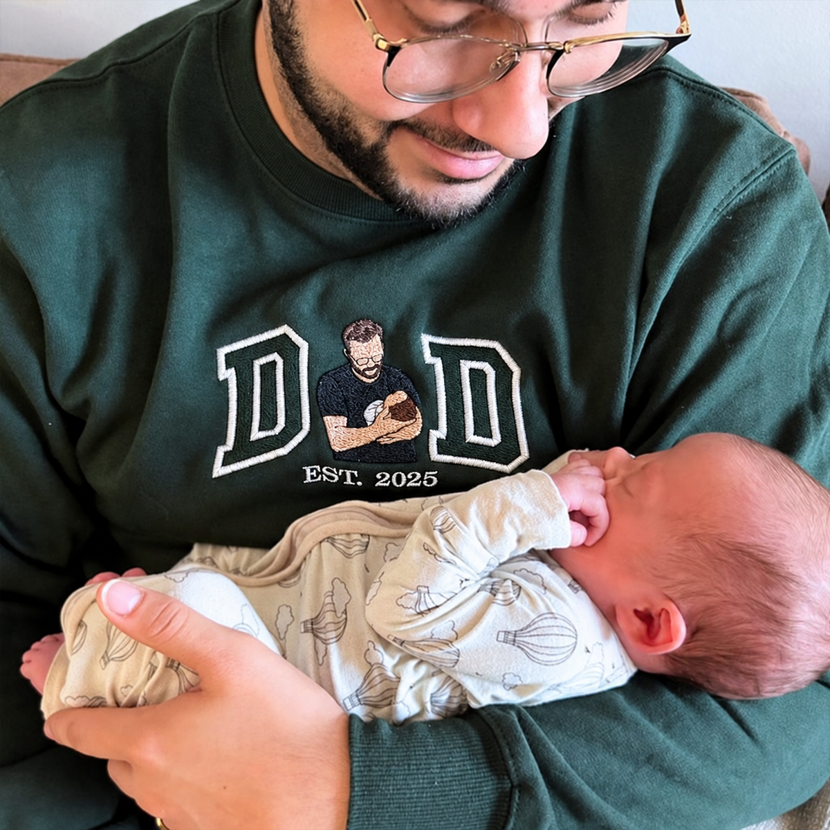 You Made Me Dad – Custom DAD Portrait & Year Embroidered Sweatshirt
