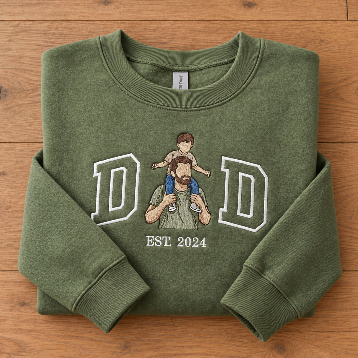 You Made Me Dad – Custom DAD Portrait & Year Embroidered Sweatshirt