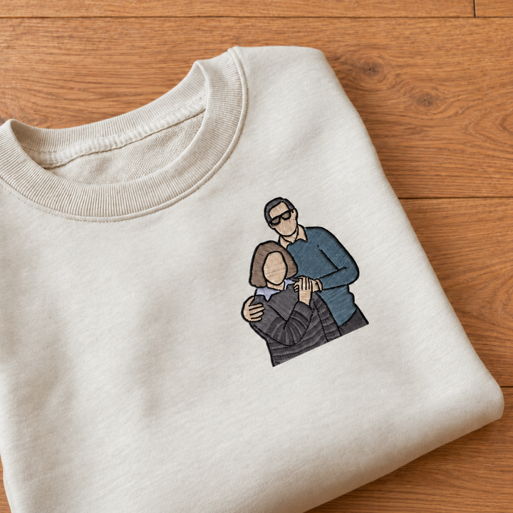 Close to You – Custom Full-Color Photo Portrait Embroidered Sweatshirt