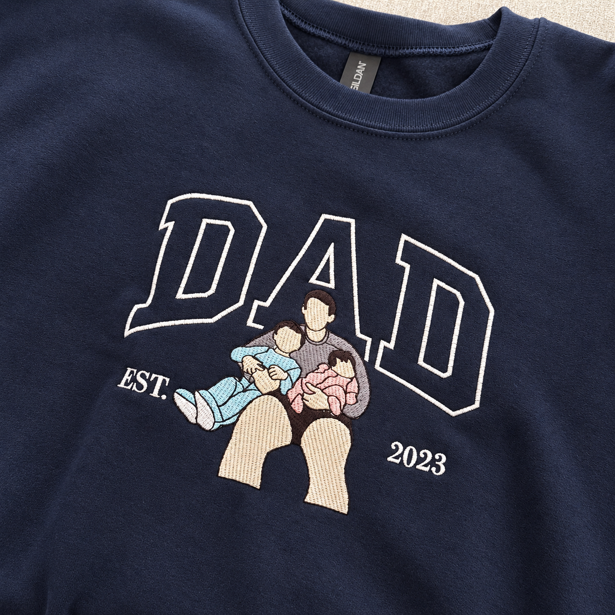 You Made Me Dad – Custom DAD Portrait & Year Embroidered Sweatshirt