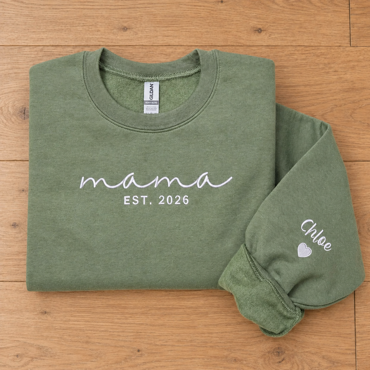 The Year I Became Mama – Custom Name & Year Embroidered Sweatshirt