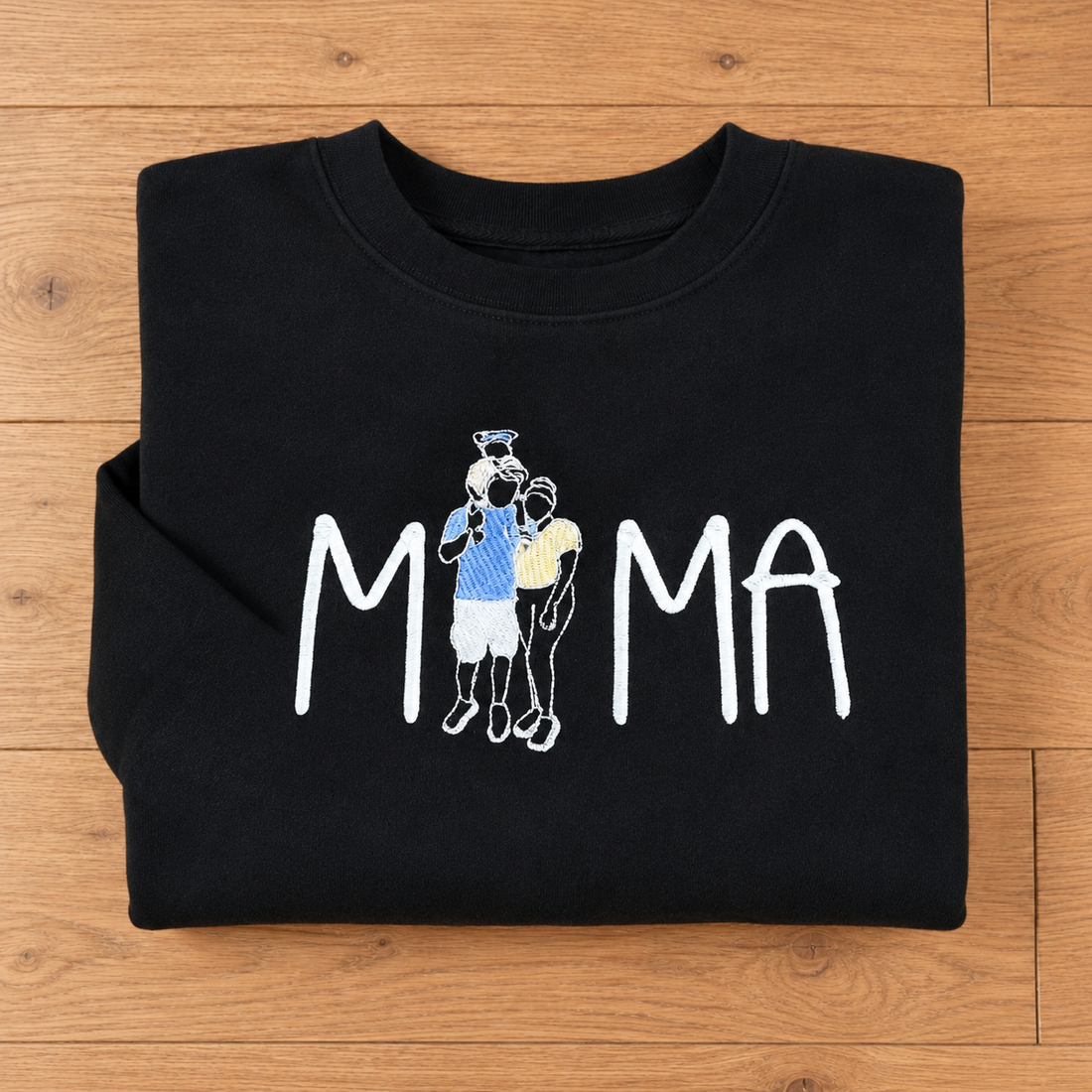 You Made Me Mama – Custom MAMA Family Portrait Embroidered Sweatshirt