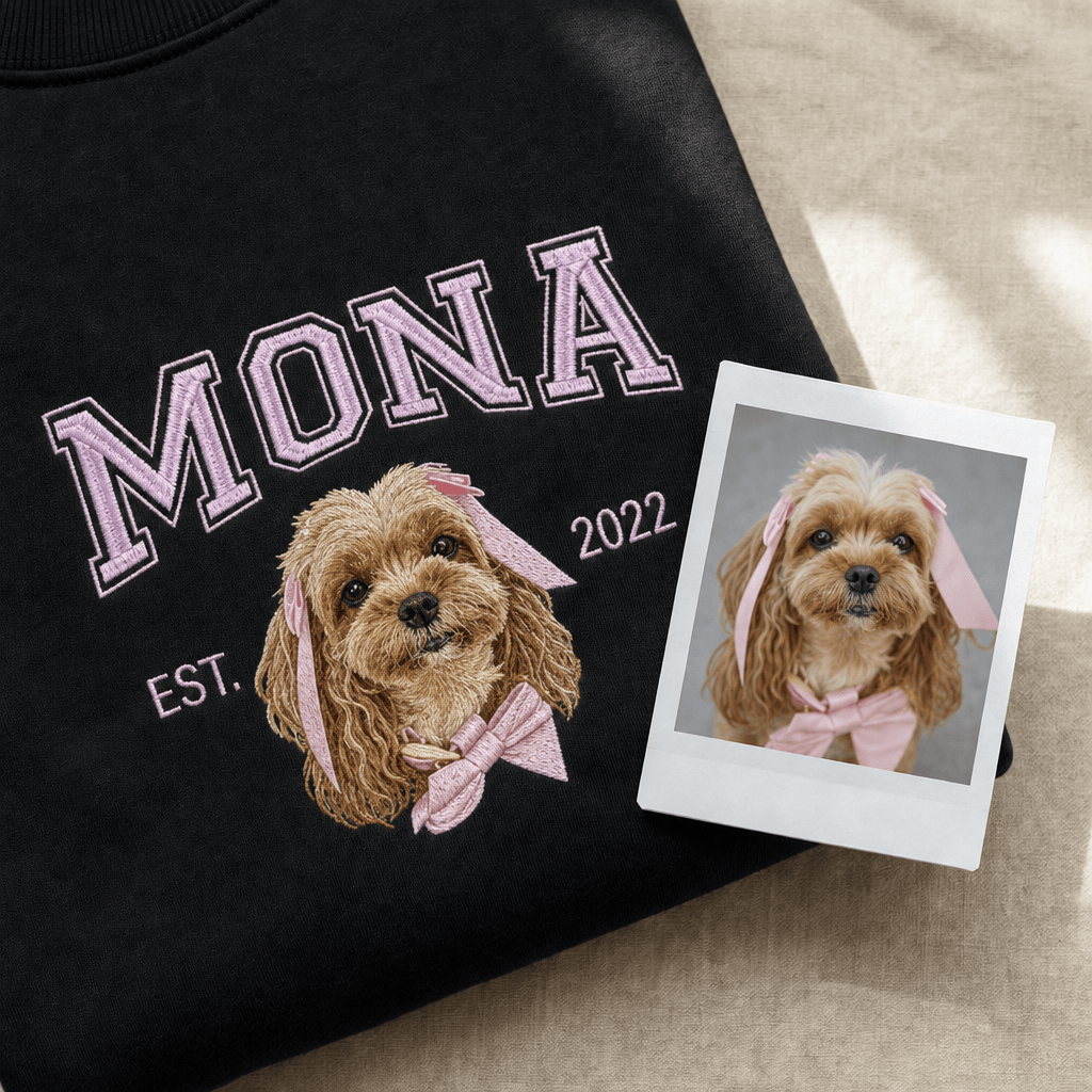 My Little Legend – Custom Varsity Pet Portrait Embroidered Sweatshirt