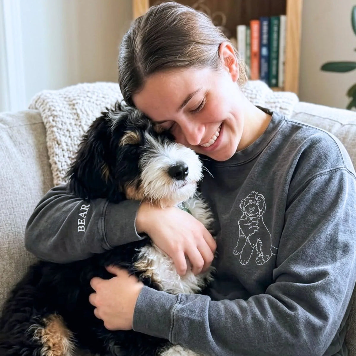 The Little Shadow – Custom Pet Line Art Embroidered Sweatshirt