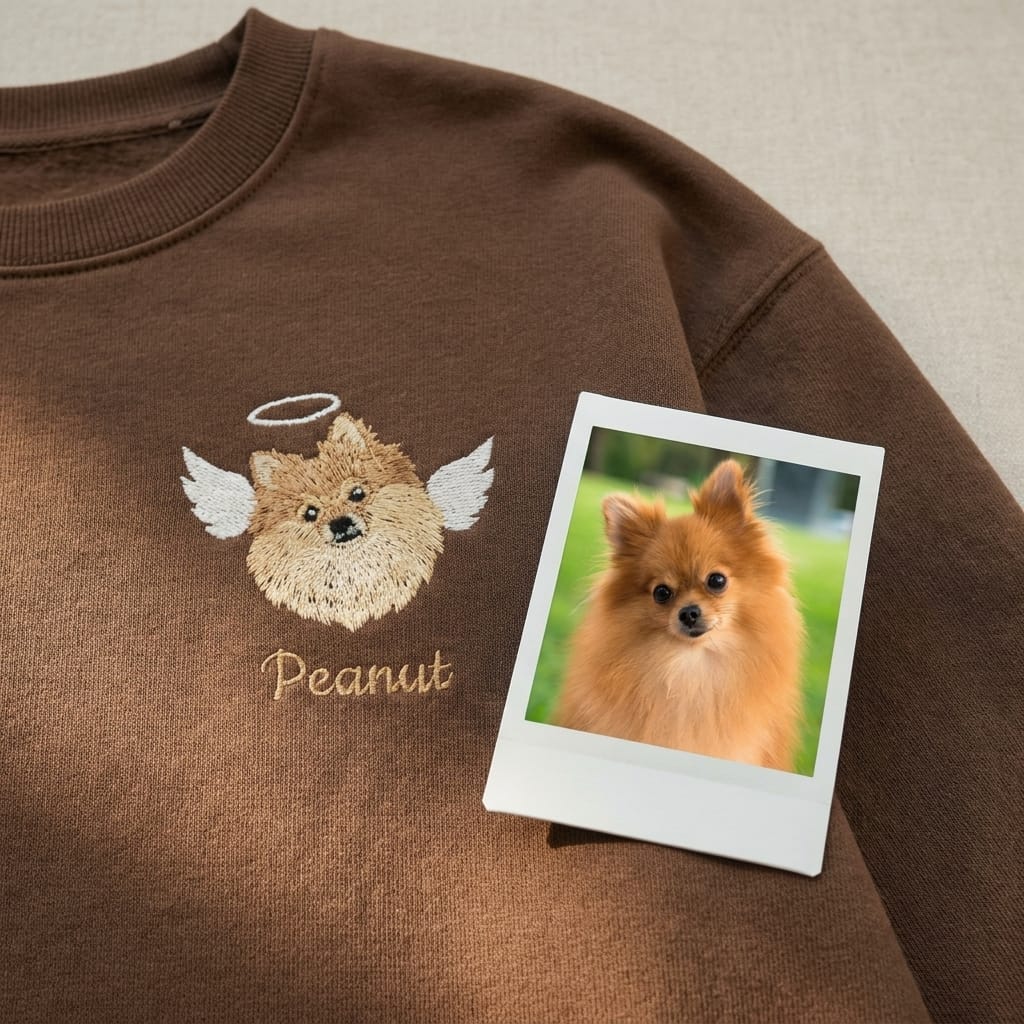 Always With Me – Custom Pet Angel Portrait Embroidered Sweatshirt