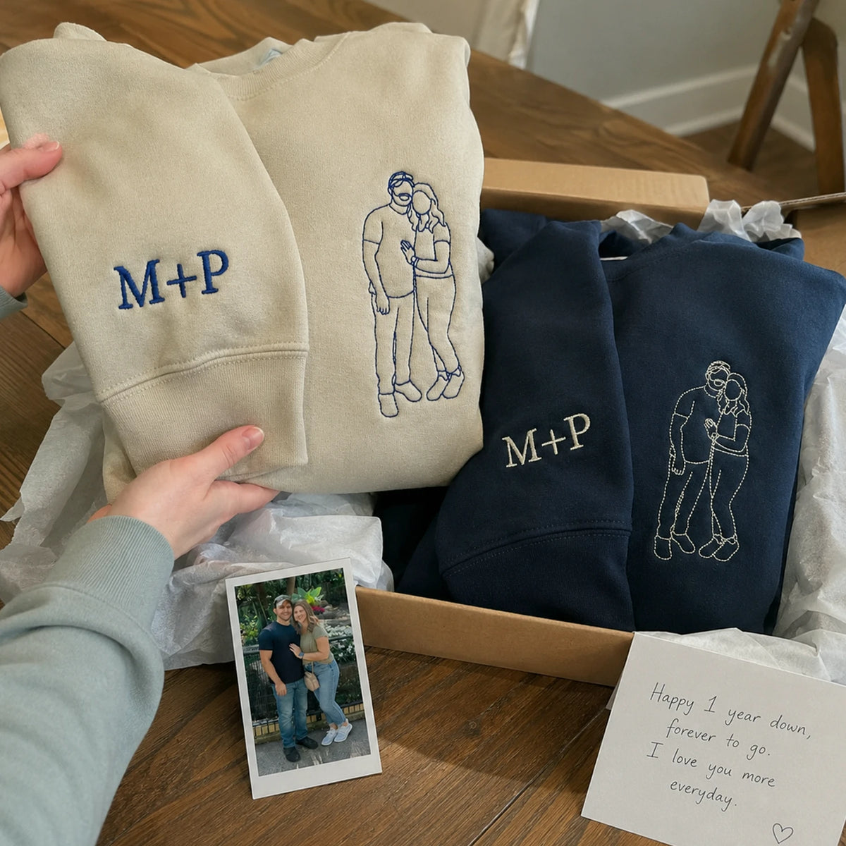 Our Favorite Moment – Custom Couple Line Art Embroidered Sweatshirt