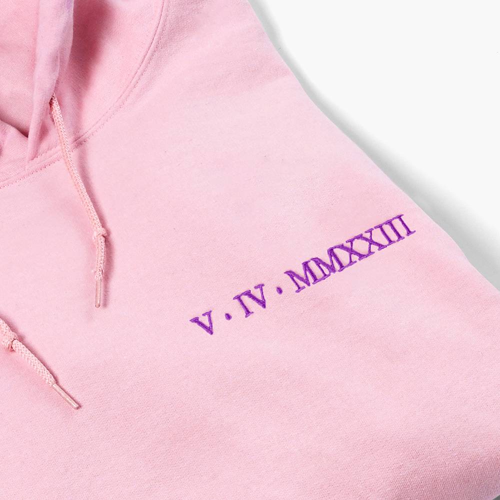 The Day We Became Us – Custom Roman Numeral Date Embroidered Hoodie
