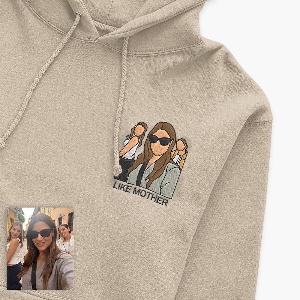 Like Mother, Like Love – Custom Mom & Kids Portrait Embroidered Hoodie