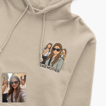 Like Mother, Like Love – Custom Mom & Kids Portrait Embroidered Hoodie