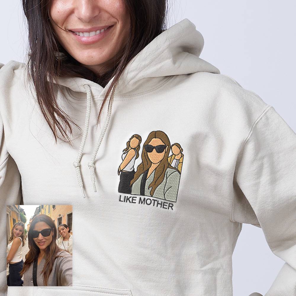 Like Mother, Like Love – Custom Mom & Kids Portrait Embroidered Hoodie