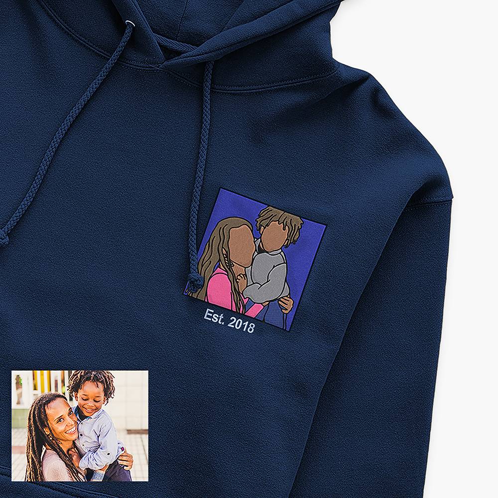 Like Mother, Like Love – Custom Mom & Kids Portrait Embroidered Hoodie