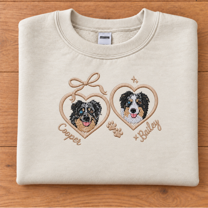 Close to My Heart – Custom Pet Portrait & Name Embroidered Sweatshirt