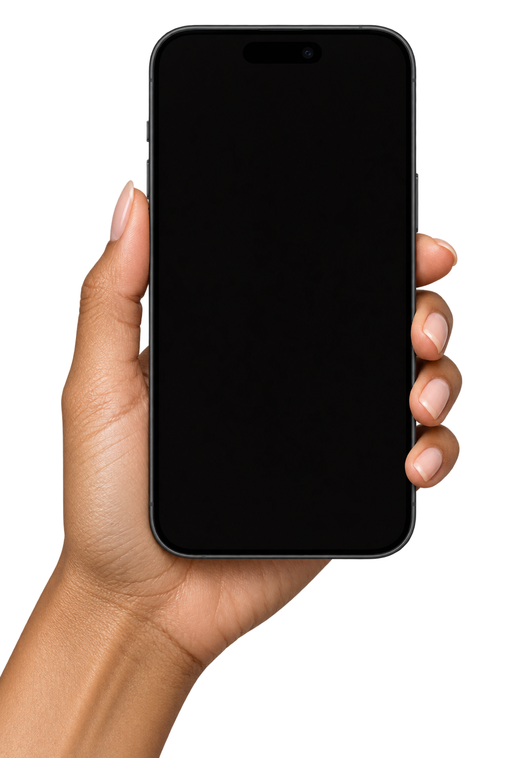 A hand holding an iPhone with a personal memory on its screen
